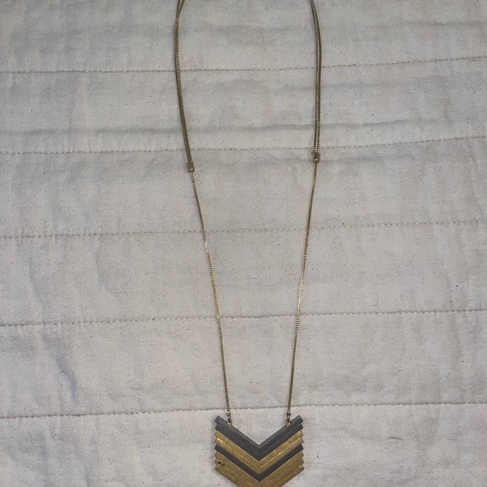 Madewell Gold and Silver tone Chevron Necklace Adjustable Chain - Picture 2 of 13